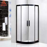 Dexus DJ-1002 Prefab Tempered Glass Black Stainless Steel Frame Double Sliding Door Shower Stall