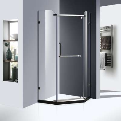 free standing lower price hinge open door Frameless Hotel shower cubicle polished hinge bathroom corner shower enclosure