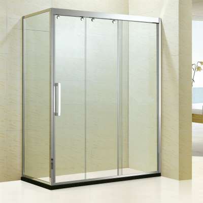 bathroom simple design three side L shape two fixed two sliding glass door customized size hexagon glass shower room cabin