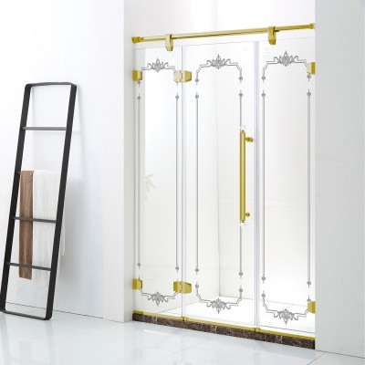 bathroom stainless steel profile shower glass doors luxury gold color shower cubicle high quality bath steam shower